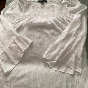 White sheer top 3/4 length sleeves
